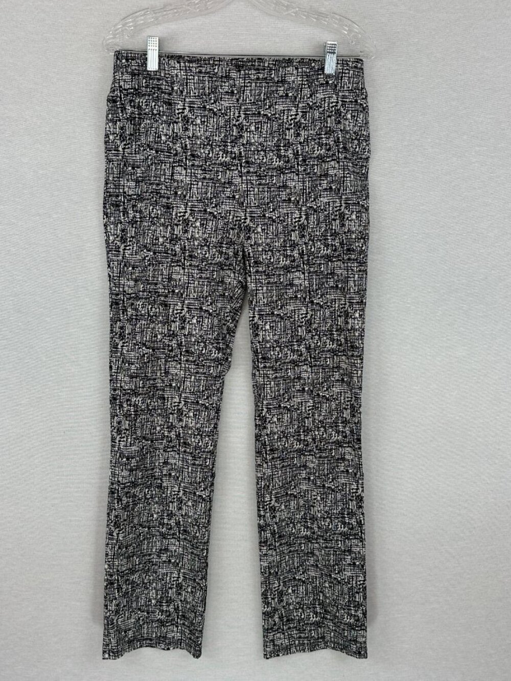 89th + MADISON BLACK & WHITE PRINTED WOMEN'S PANTS, STRAIGHT LEG, PULL-ON, L/G